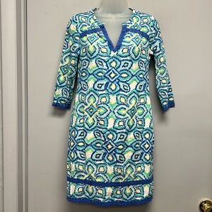 Vineyard Vines 3/4 Sleeve Crotchet Trimmed Mini Dress Size 2